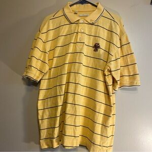 Cutter & Buck Men’s L Yellow Striped Boston College Embroidered Polo Shirt